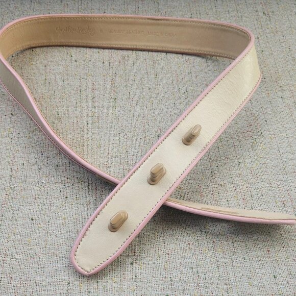 Vintage Cynthia Rowley Ladies Belt Genuine Leather Tan/pink Waistband Size 30 in - Picture 3 of 12